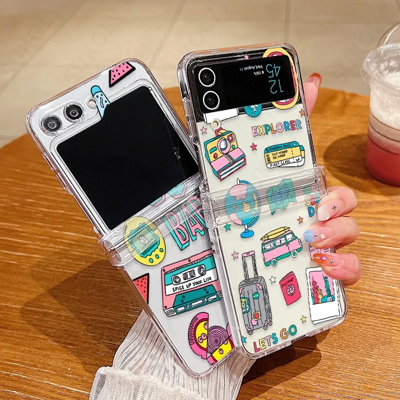 Per Samsung Galaxy Z Flip 5 Flip 4 Flip 3 Custodia Per Telefono Pieghevole Trasparente Cover Posteriore Rigida Antiurto Per Samsung Galaxy Z Flip 5