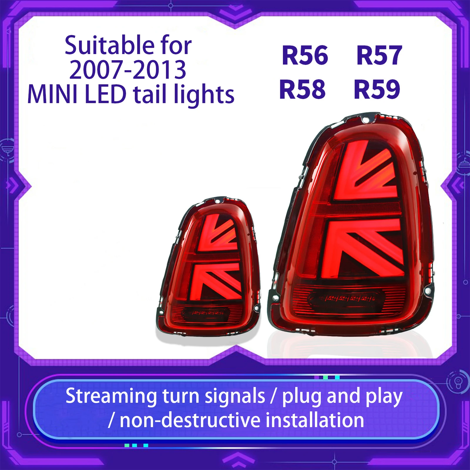 

Car Dynamic LED Tail Light Assembly for Mini Cooper R55 R56 R57 R58 R59 LED 2011-2013 LED Brake Light Reverse Lights 2007-2010