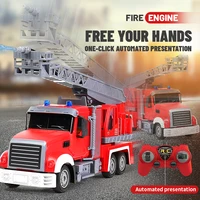 2.4G Remote Control Fire Truck Car Model Spray Water Ladder Simulation Rescue Engineering Vehicle Children Toy Boy Gift 1