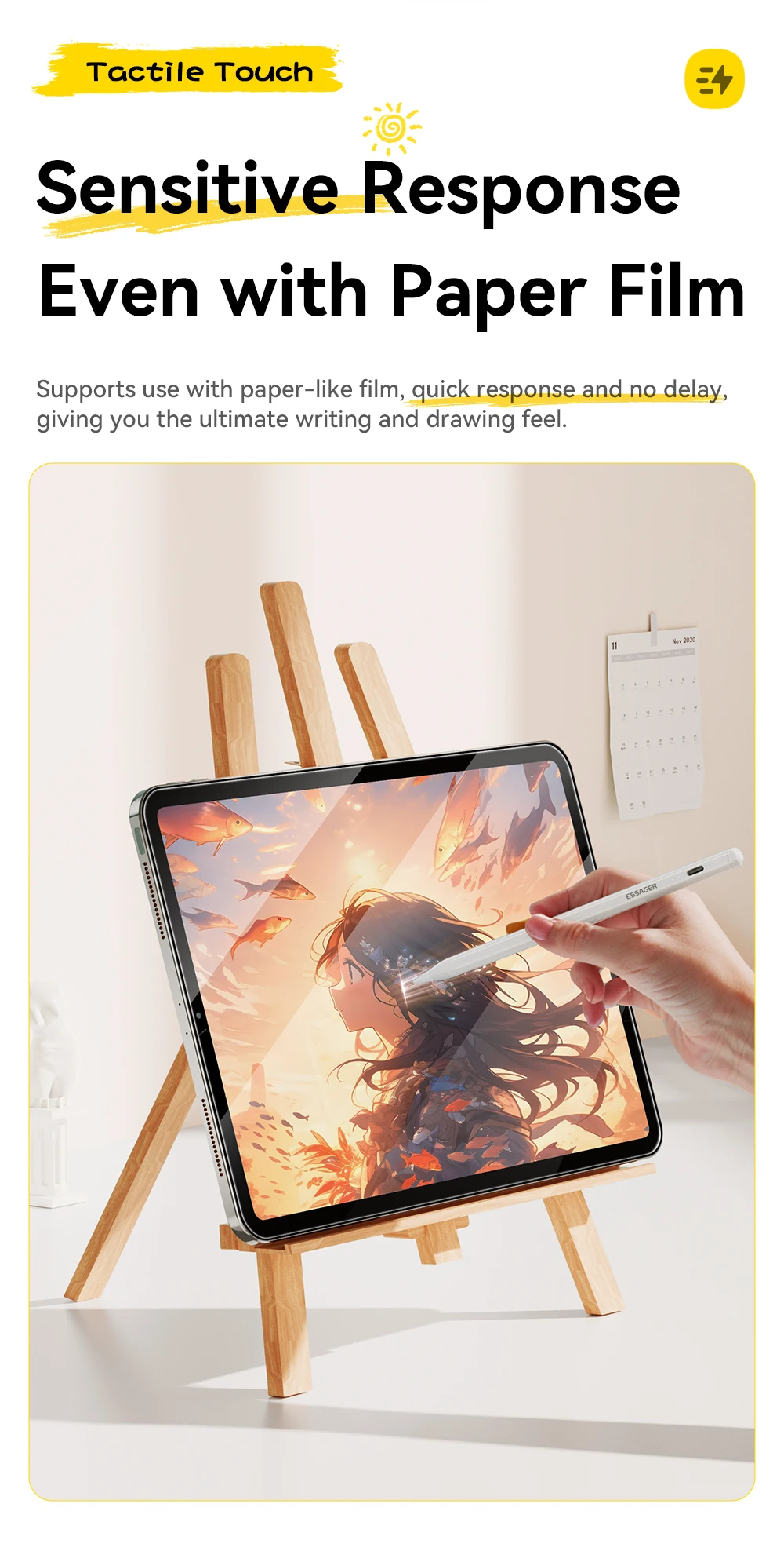 S701905b6f9534fbda456b9131a590842I ⚡ Essager Stylet Magnétique Ultra-Précis pour iPad – Recharge USB-C