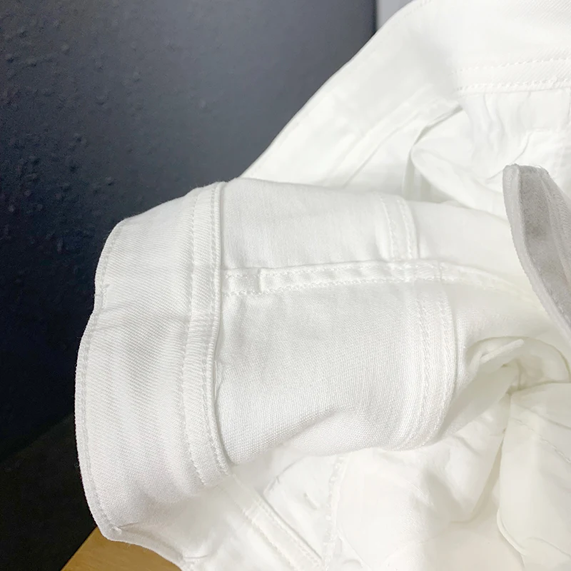 2025 Autumn New Men's 98% Cotton White Jeans Classic Style Harem Pants Brand Men's Stretch Comfort Pants Men Luxury Jeans 6