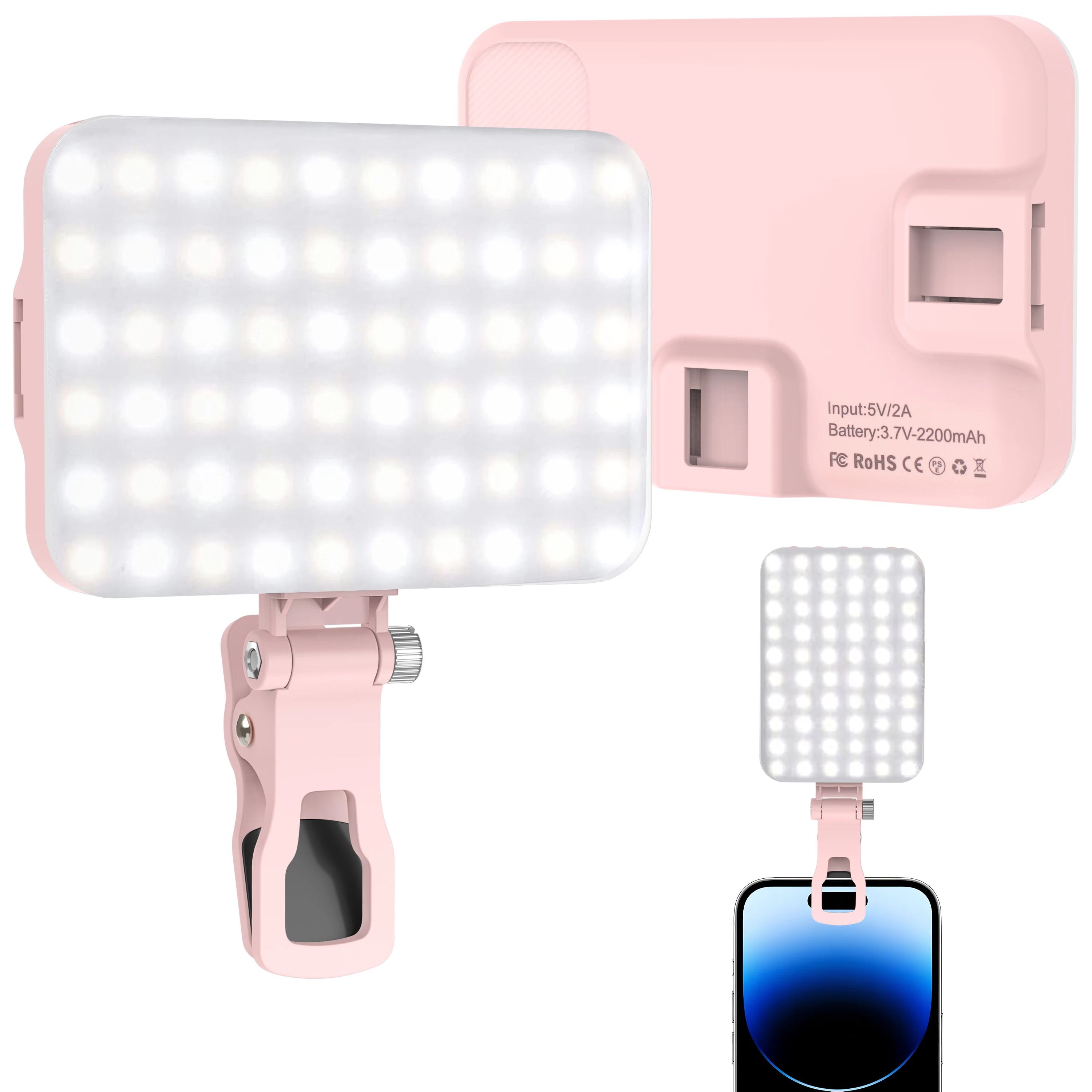 LED Selfie Licht 60 Hoch leistungs wiederauf ladbare Clip füllen Video Licht für Telefon iPad mit Front & Back Clip eingestellt 3 Licht modi
