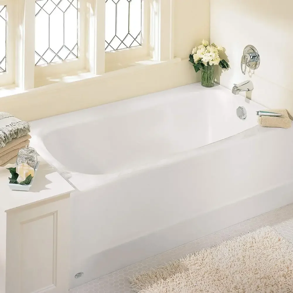 60-Inch White Textured Porcelain-Enameled Steel Bathtub Left Hand Drain Safety Padded Bars 6