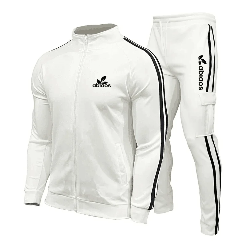 2024 Fashion Brand Men's Suit Autumn New Zipper Cardigan Jacket+Sweatpants Stripe Running Fitness Basketball Jogging 2 Piece Set