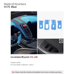 Alcantara Window Lifter Panel Trim Sticker - Premium Car Interior Tuning Accessory (LHD 4175 highland)