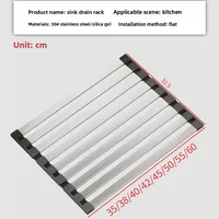 Évier de cuisine, égouttoir à rideaux, en acier inoxydable, Gel de silice, étagère de rangement pliable, étagère filtrante étanche, organisateur 6