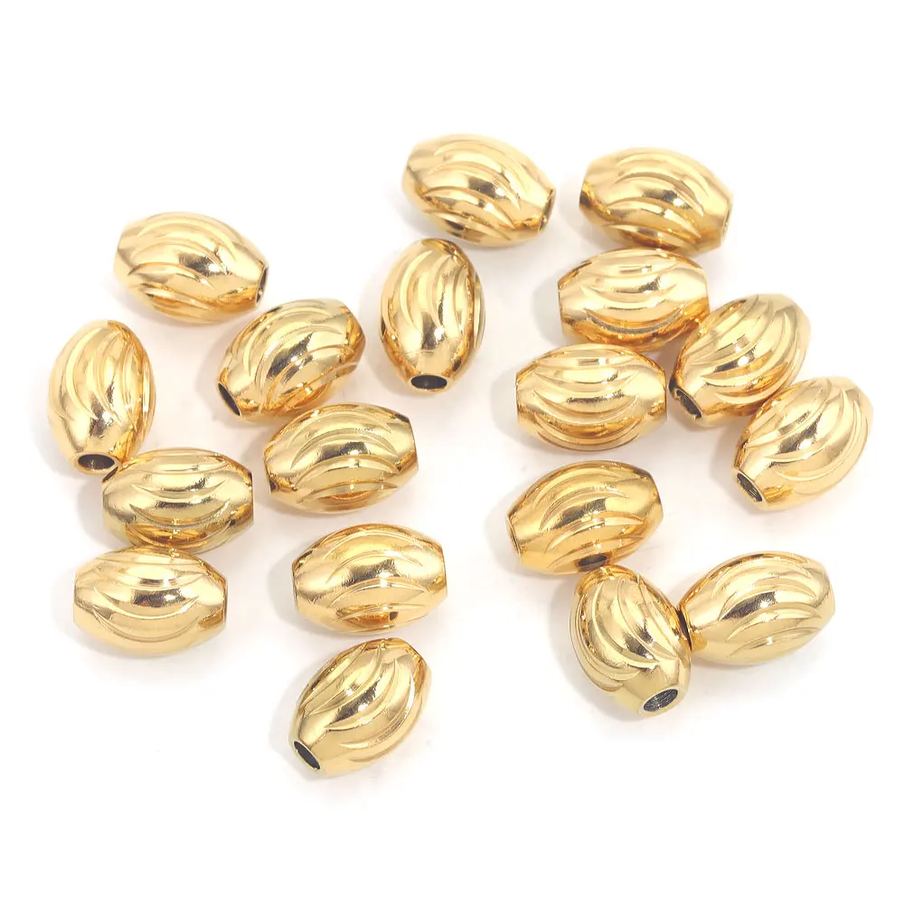 10 stücke Runde Oval Perlen Edelstahl Spacer Taille Perlen Für Armband DIY Perlen Für Charms Schmuck Machen Armbänder Lose perlen – Detail 6