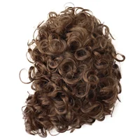 Short Curly Wigs for Men Synthetic Hair Natural Wigs Brown Color Fluffy Haircuts Thick Bob Wig Colly Afro Wig with Bangs Male 5