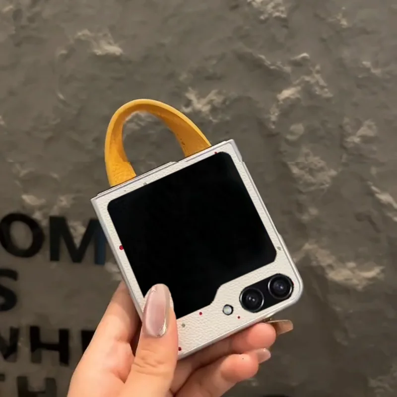 Charming Leather Wave Point Phone Case with Colorful Ball Wrist Strap