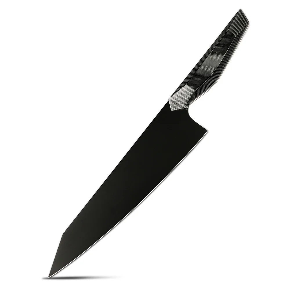 Japanese G10 Handle Chefs Knives Black Titanium Coating Nitrate Coated