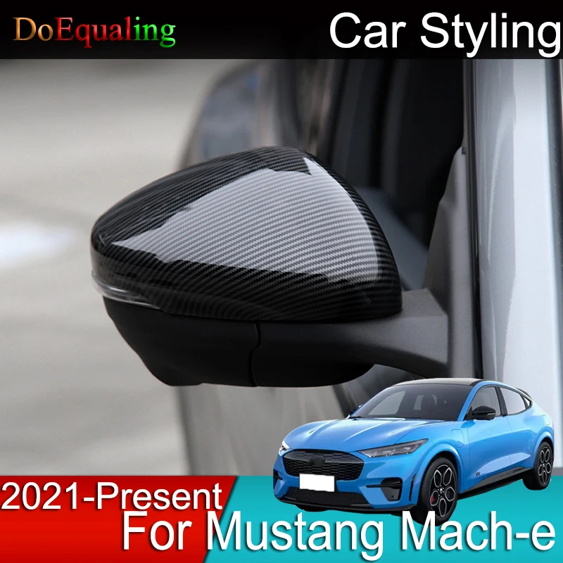 

For Ford Mustang Mach-E 2023 2022 2021 Car Rearview Mirror Cover Reversing Horn Rain Eyebrow 2 Pcs/set Accessories Interior