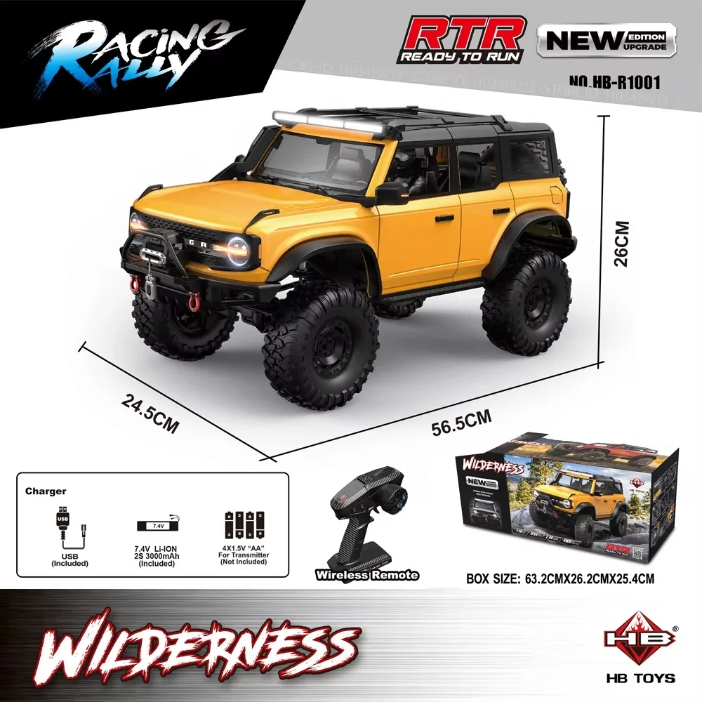 2025 HB-R100 Series RC Car New Upgrade Ford Bronco 1:10 Full Scale Model Climbing Car High Speed Off-Road Vehicle 2