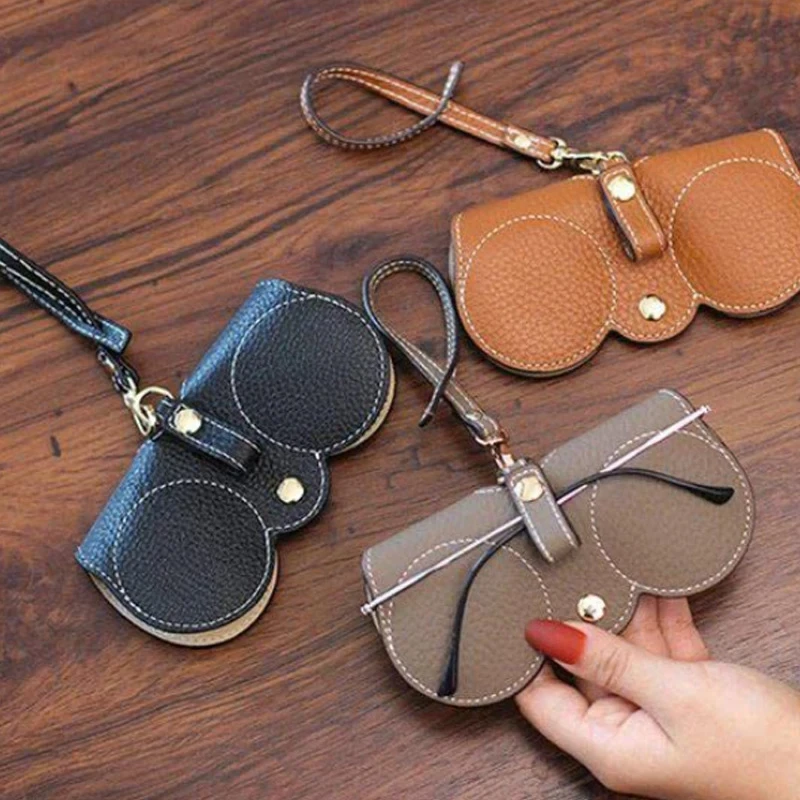 PU Sunglasses Bag Portable Eyeglass Case Sunglasses Protection Cover Cute Eyeglass Clip Simple Bag Pendant glasses case glasses storage bag