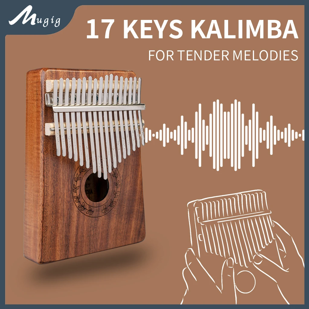 Mugig Kalimba 17 Keys Thumb Piano Easy To Learn Portable Musical Instrument Gifts For Kids Adult Beginners Wood Finger Piano 17 key kalimba acrylic thumb piano 17 keys mbira transparent keyboard instrument