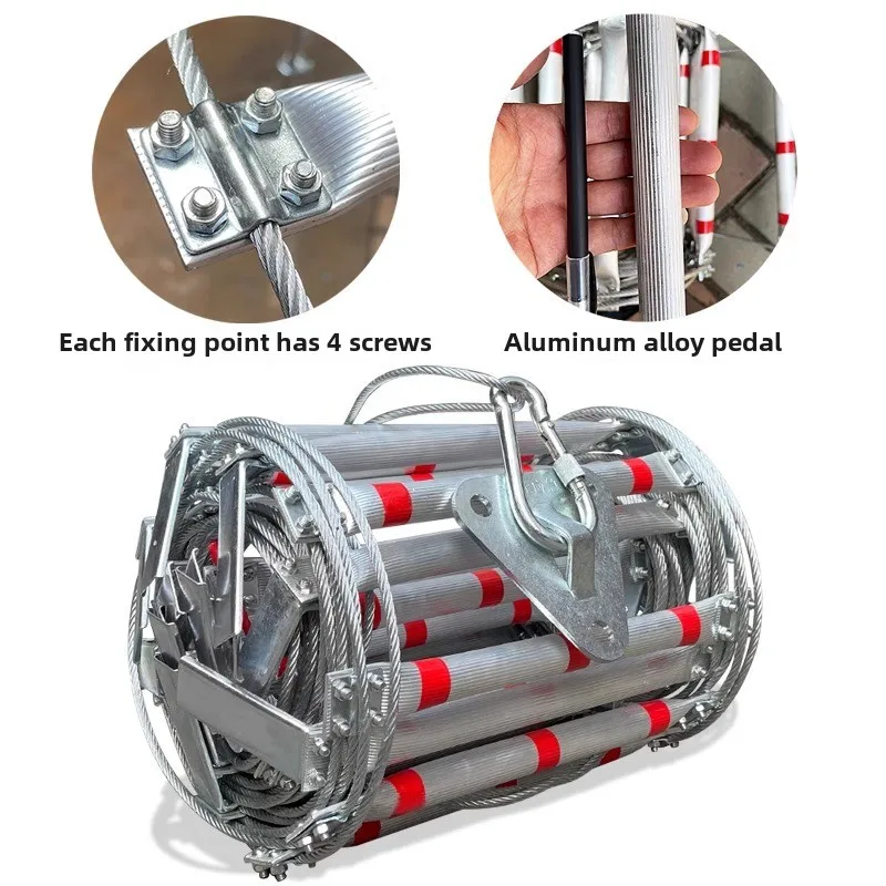 3M Aluminum alloy soft ladder Steel wire rope Fireproof and wear-resistant climbing ladder Engineering High-rise rescue