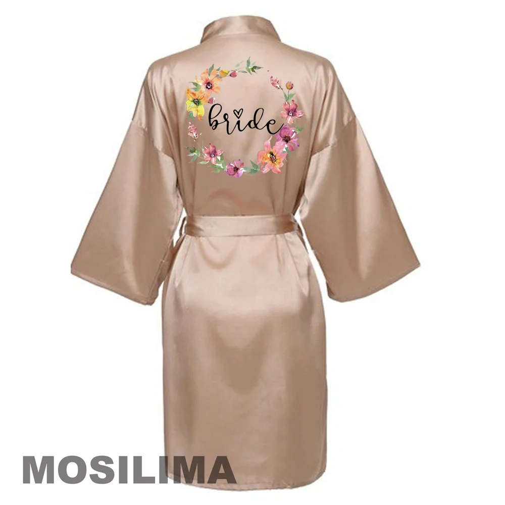 Wedding Party Team Bride Robe Kimono Satin Pajamas Bridesmaid Bathrobe SP073 women sleepwear bride robes silk robe sleepwear pajamas