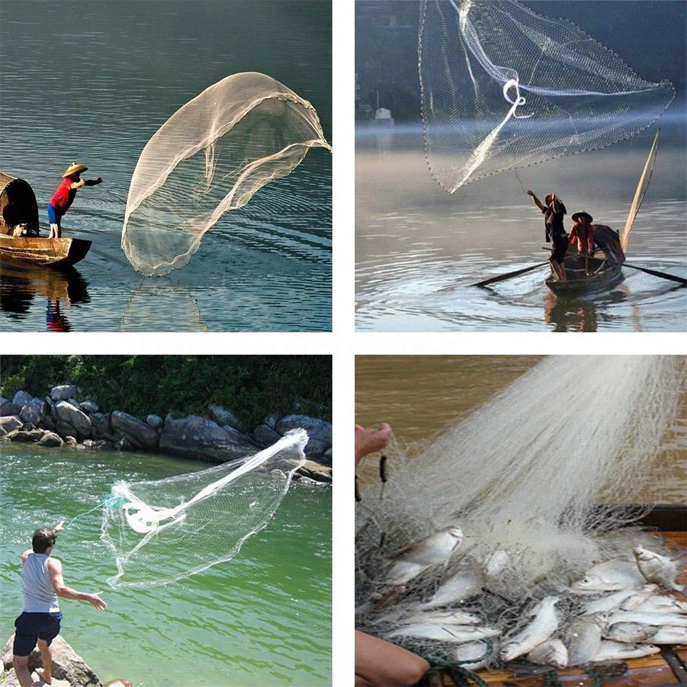 Fishing Cast Net Portable Fish Net Universal Fishing Throw Catch Net Easy Casting Fishing Mesh Net for Freshwater Saltwater