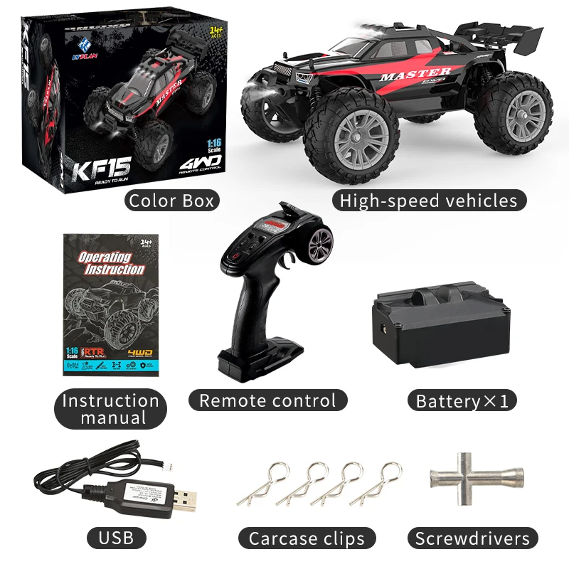 KF15 1:16 RC Car 2.4G Remote Control Desert Track 4WD Off-Road Electric High Speed Drift Racing Car Toys VS MJX16208 6