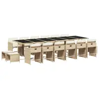 Beige & Black Patio Dining Set for 16 – Large Outdoor Gathering Furniture - Image 2