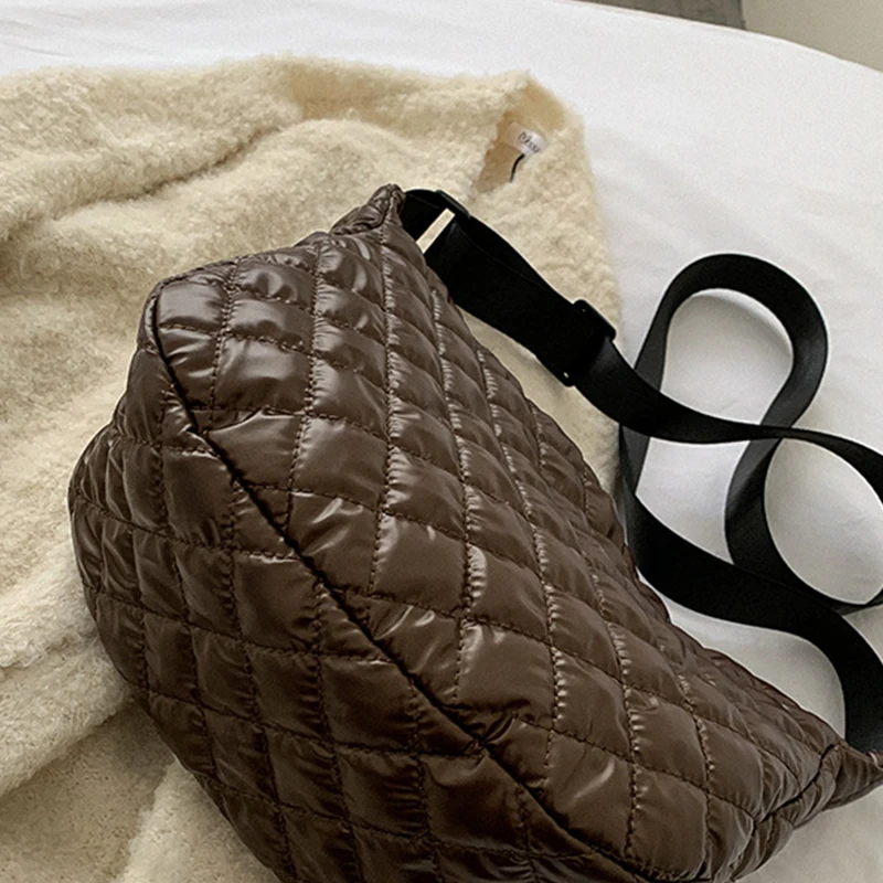 Women's Vintage Nylon Shoulder Underarm Bag Female Casual Waterproof Crossbody Hobo Bags Lady Quilted Space Cotton Handbag