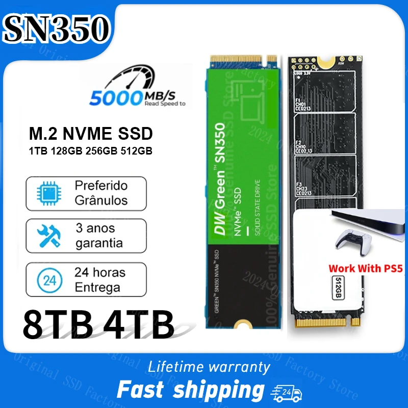 

SN350 SSD 1TB 8TB 512GB M2 NVME Solid State Drive 128GB 256GB PCIe 2280 M.2 nvme HDD For Laptop Desktop Internal Hard Disk PS5