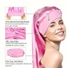 1Pc Simulated Silk Sleeping Hat Curly Hair Oversized Hat Braided Satin Hat Women's Silk Long Barrel Elastic Hairband Hat 5