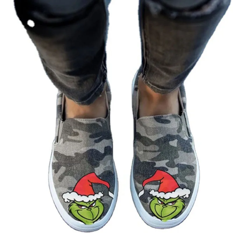 Cartoon anime flat shoes women new round toe shallow canvas shoes large size women casual sneakers platform