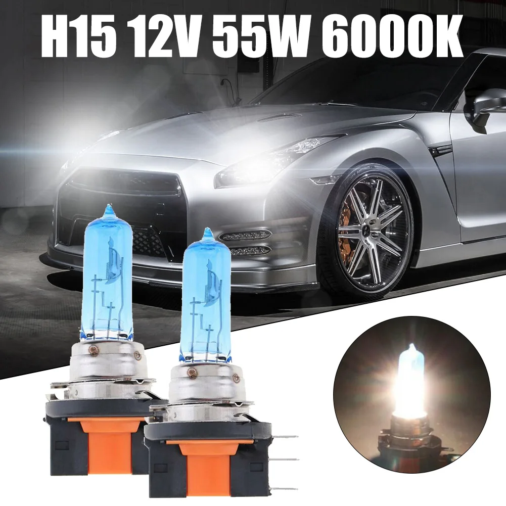 

2pcs H15 12V 55W 24A Ultra White Car High Low Beam Bulb Halogen Bulb High Light Ultra Automotive Headlamp Xenon Gas