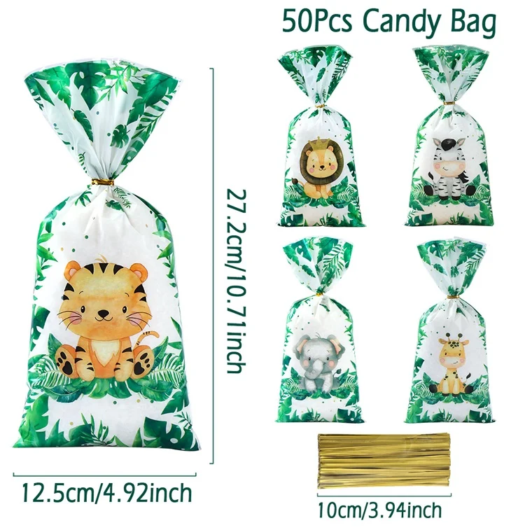 50 Pieces Jungle Safari Animal Party Treat Bags Wild Cameroon