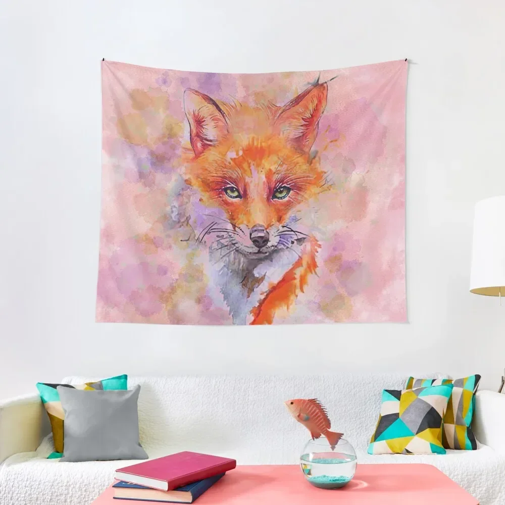 

Watercolor colorful Fox Tapestry Outdoor Decoration Home Decor Accessories Aesthetic Room Decorations Tapestry