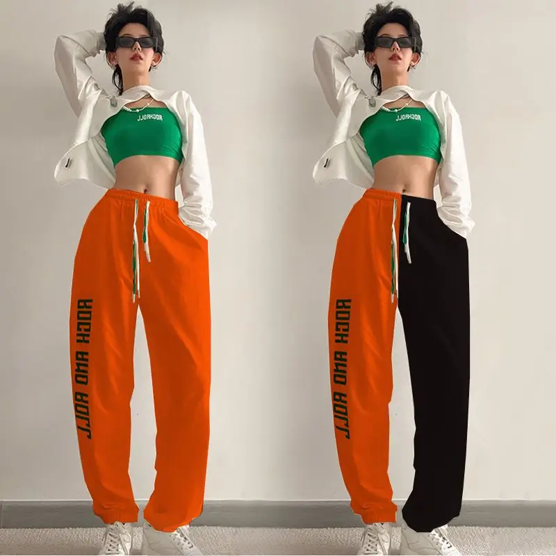 

SUO&CHAO Plus Size Fashion Women's Loose Casual High Waist Long Pants Letters Print Hip Hop Jazz Dance Sport Trousers Sweatpants
