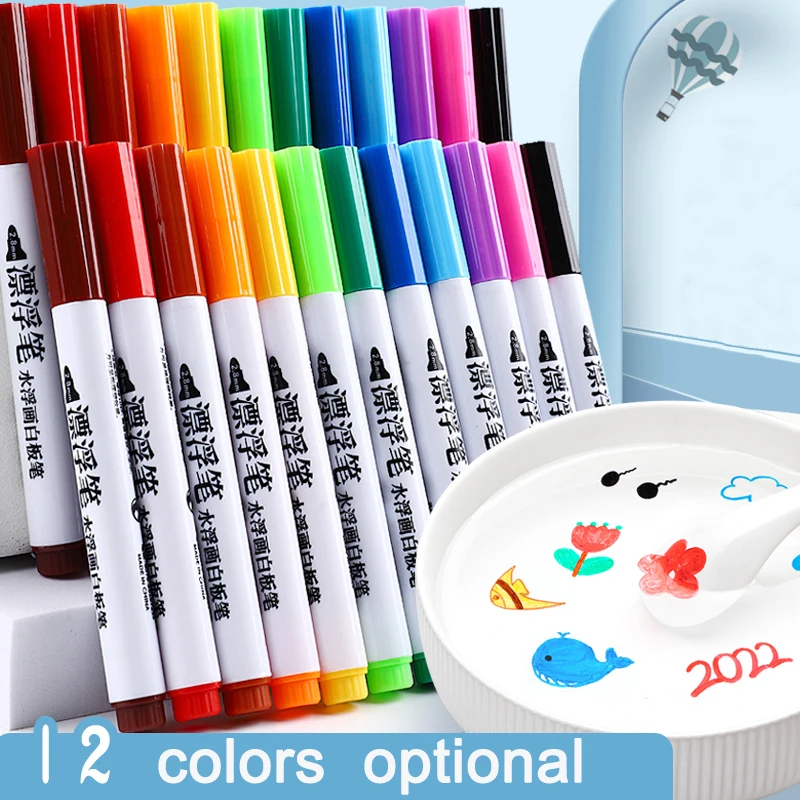 8/12 Colors Magical Water Painting Pen Water Floating Doodle Pens Kids Drawing Early Education Magic Whiteboard Markers 6 eva painting sponges painting stamper painting sponge seal diy painting sponge stamps drawing sponges for toddlers early