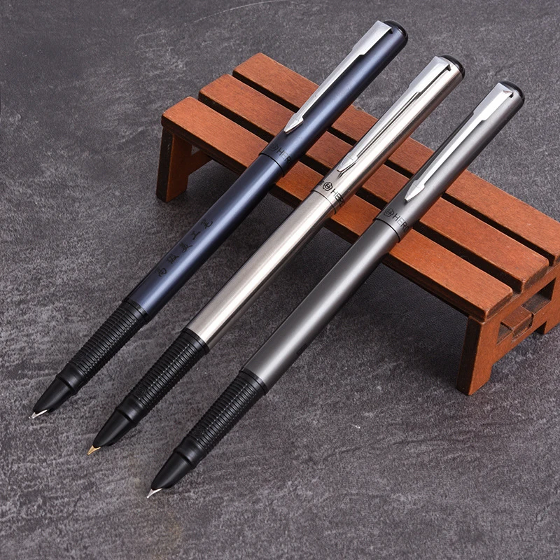 5 X Hero 3266 Metal Thin Fountain Pens Set EF Nib 0.38mm Fine Nib 0.5mm Silver Trim Inking Pens Office School Writing Gift Pen