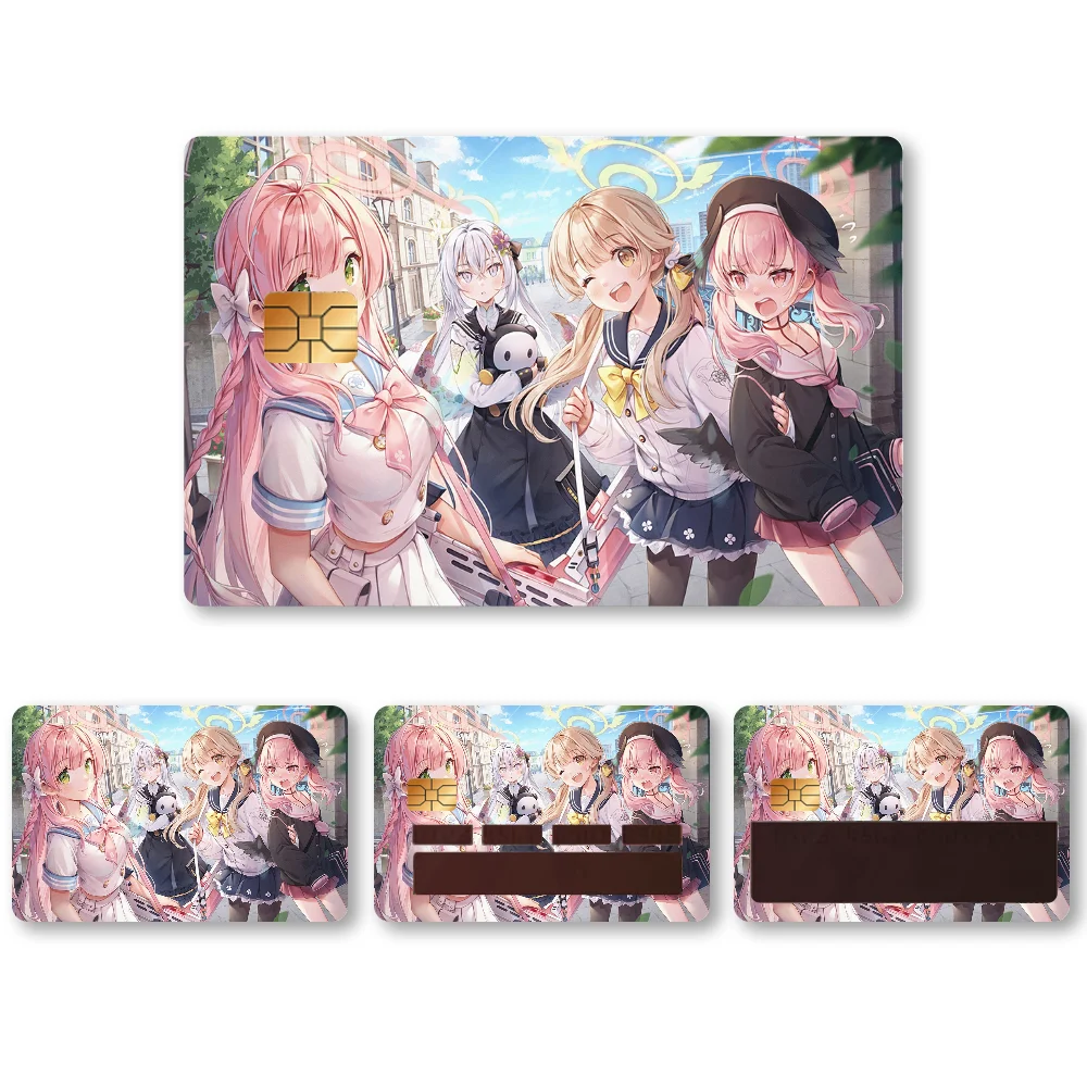 1PC Game Anime Blue Archive Stickers 4pcs PVC Card Skin Stickers for Bank Card Bus Metro Case Decorate Gift