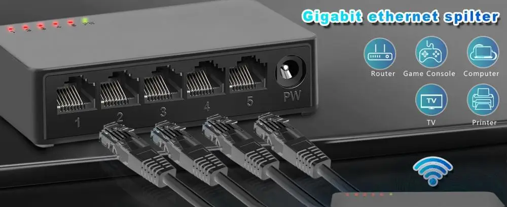 Smart Ethernet Switcher, Alto Desempenho, Hub RJ45,