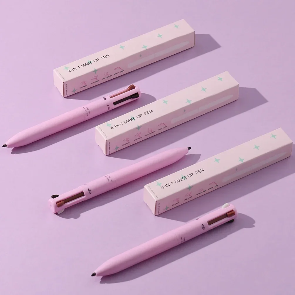 4in1 Eyeliner Lip Liner Eyebrow Pencil Highlighter Pen Private Label Lying Silkworm Waterproof Durable Brow Makeup Pencil 2