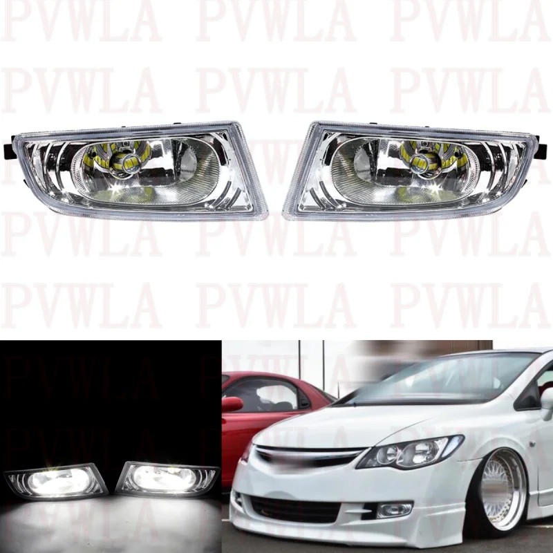 

Pair Left And Right Front Fog Light Lamp With LED Bulbs 33950-TX3-H01 33900-TX3-H01 For Honda Civic DBA-FD1 FD2 2006 2007 2008