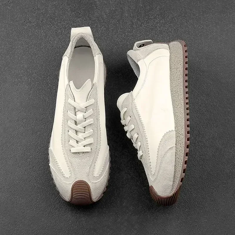 Men Casual Shoes Platform Sneakers for Men Genuine Leather Shoes Wear-Resistant Fashion Retro Soft Sole Shoes Mens Shoes 5