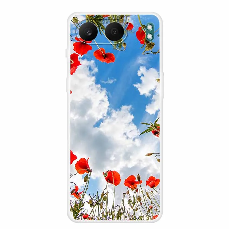 Clear Silicone Case with Landscape Flower Design - Soft TPU Back Cover