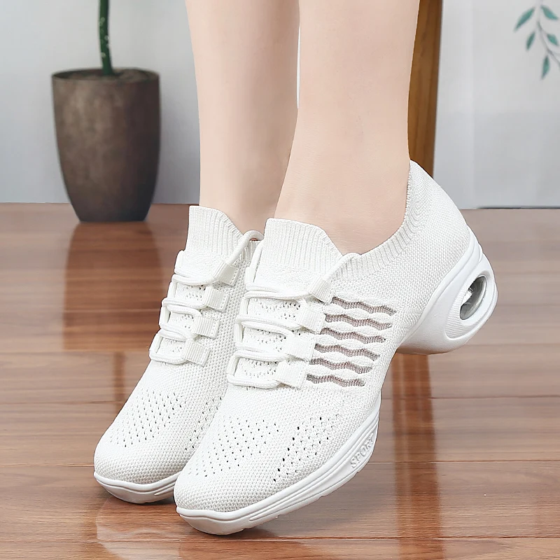 

Mesh Jazz Shoes Woman Ladies Sports Feature Modern Soft Outsole Dance Sneakers Breathable Lightweight Dancing Fitness Shoes