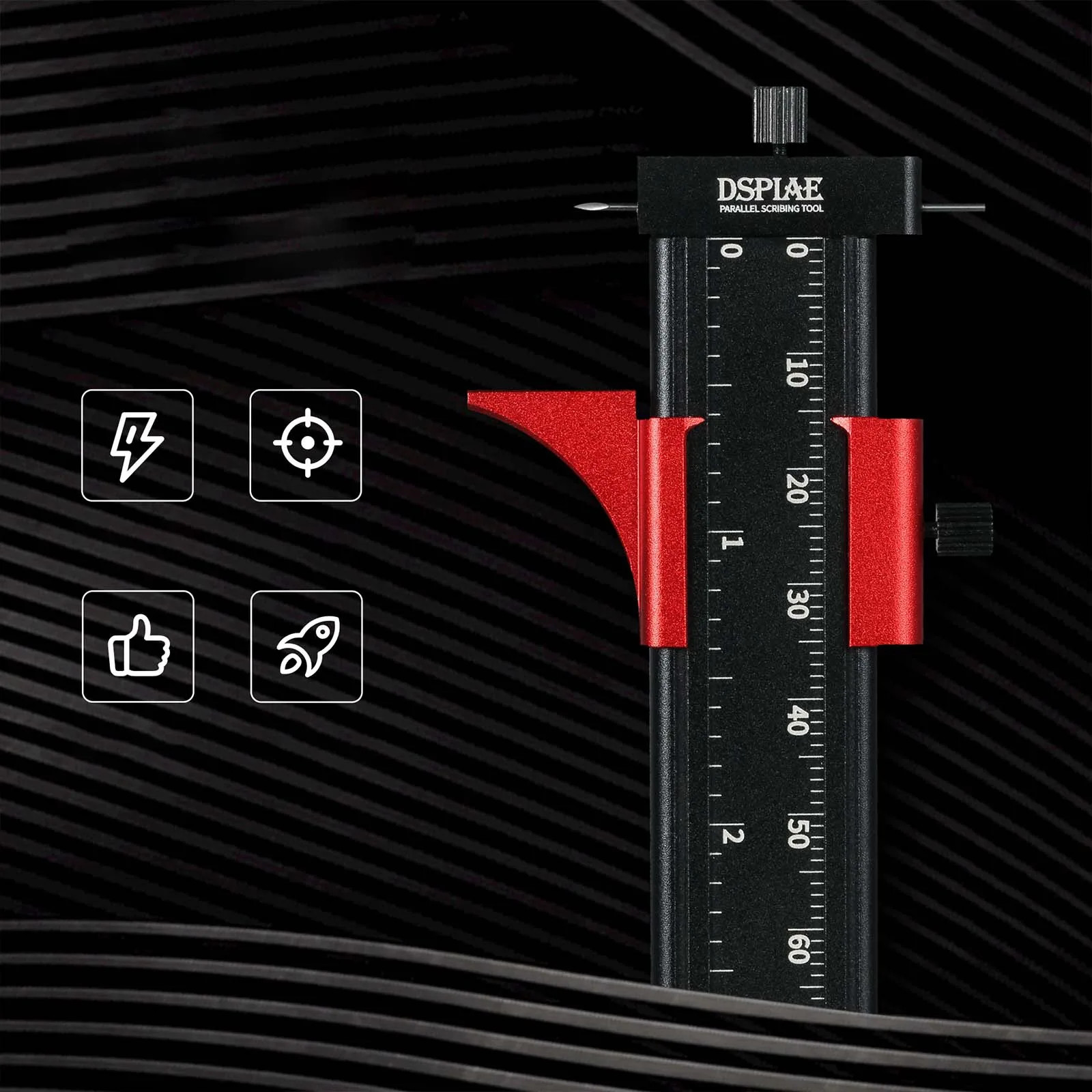 2022 Dspiae AT-PST Parallel Scribing Tool Isometric Line Engraver Parallel Line Carving Tool Scribed Line Pin Black 110*40*6mm 3
