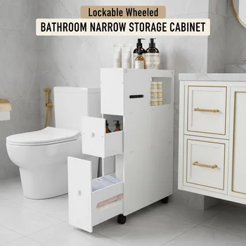 Narrow Wheeled Storage Cabinet 1