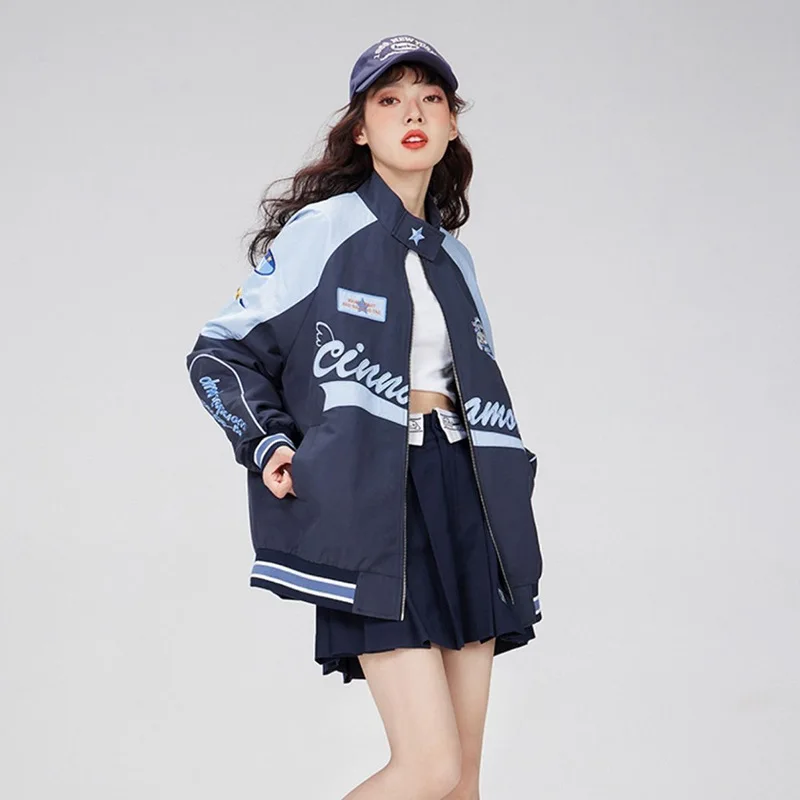 산리오 Y2K 마이 멜로디 시나모롤 봄 가을 여성 모토 재킷 바지, 따뜻한 레이싱 드라이버 방풍 재킷, 의류 세트 선물