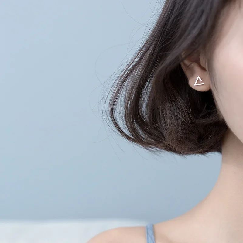 

Minimalism Classic Silver Triangular Stud Earrings for Women Girl Temperament Geometric Earring Trendy Jewelry Gift Wholesale