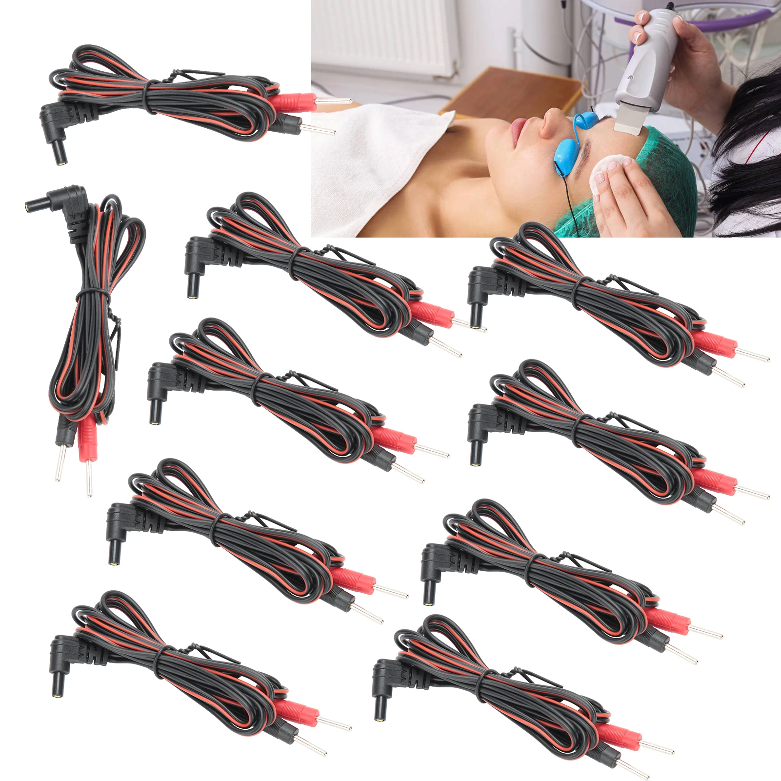 10Pcs Standard Pin Electrode Lead Wires TENS Conductive Standard Pin Ems Massage Electrode Pad Digital Tens Machine Health Care