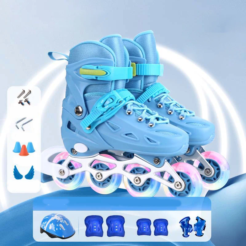 Kids Inline Roller Skate Shoes For Women Men Adult Flashing Quad Sneakers For Boys Girls Outdoor Skating Skates Gifts Full Set