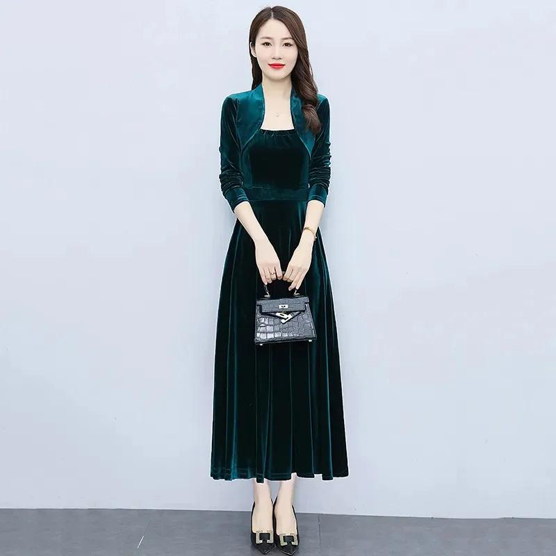 knee length dresses for ladies Boden Women's Tilda Velvet Midi Dress in Green