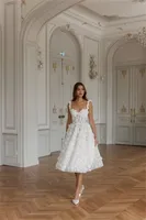 Customized Spaghetti Strap A-Line robes de soirée V Neck Knee-Length Evening Dresses Applique Valentines Day Wedding Dress AE505 2