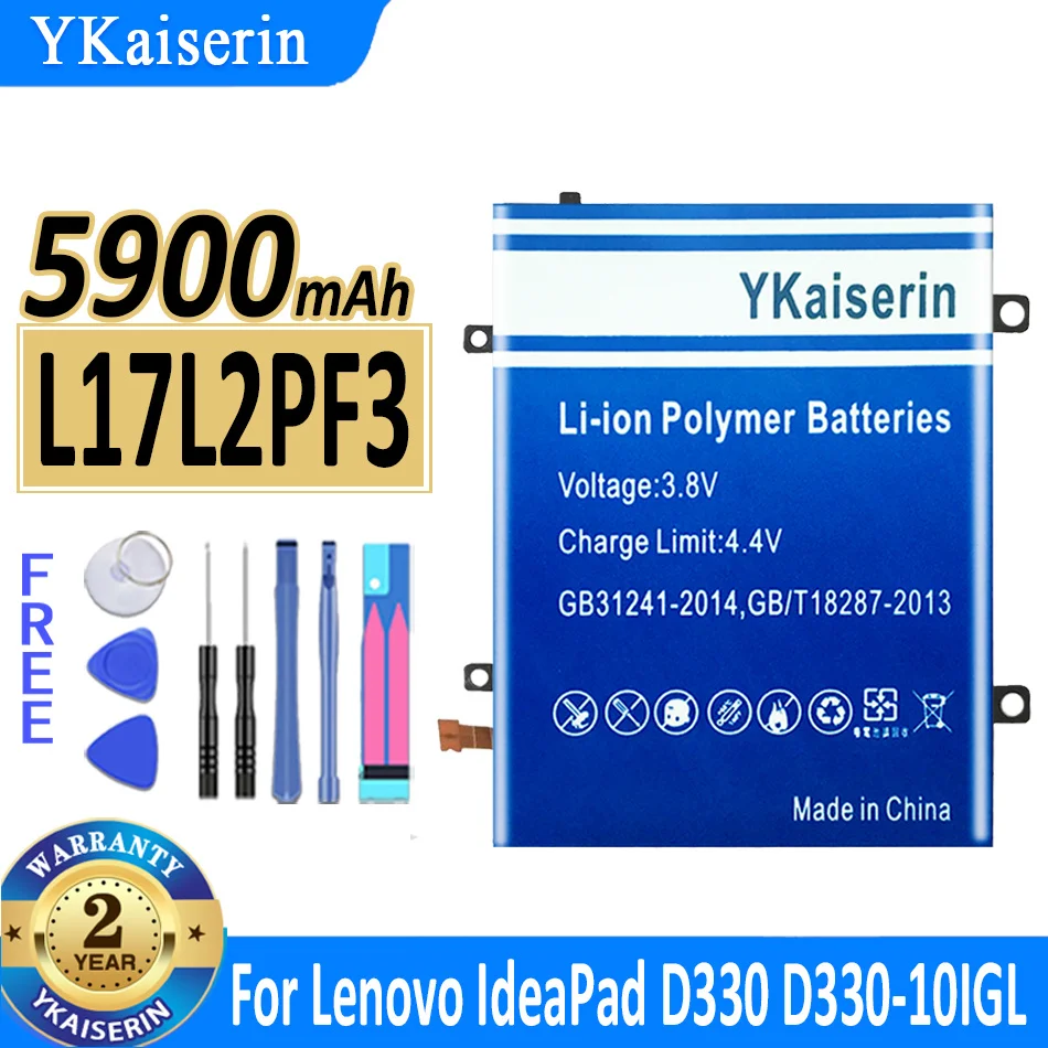 

Аккумулятор ykaisсеребрин 5900 мАч L17L2PF3 L17M2PF3 L17S2PF3 L17D2PF2 L17C2PF1 для Lenovo IdeaPad D330 D330-10IGL D330-10IGM аккумулятор