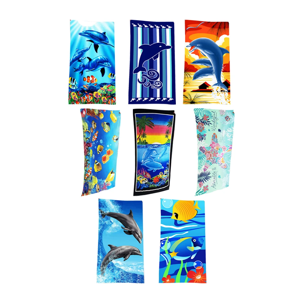 

1pc 70*140cm 3D Beach Towel Extra Large Super Absorbent Dolphins Beach Towel Ultra-fine Microfiber Home Textile Accessories